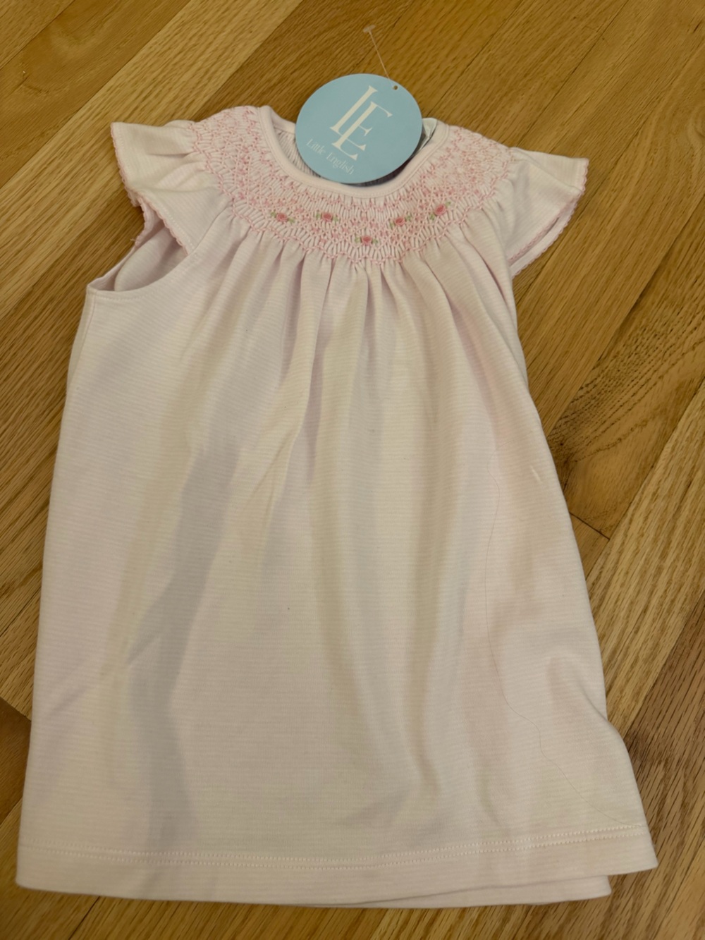 NWT Little English Pale Pink Smocked Dress with Rose Embroidery